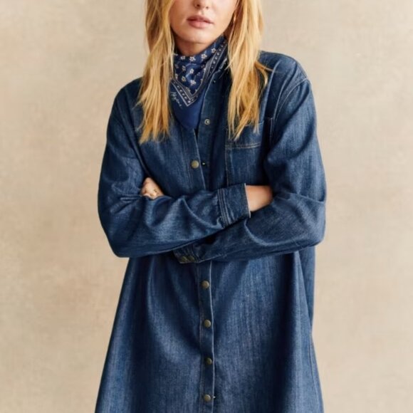Sezane Denim Dress Size 4 - Picture 3 of 6